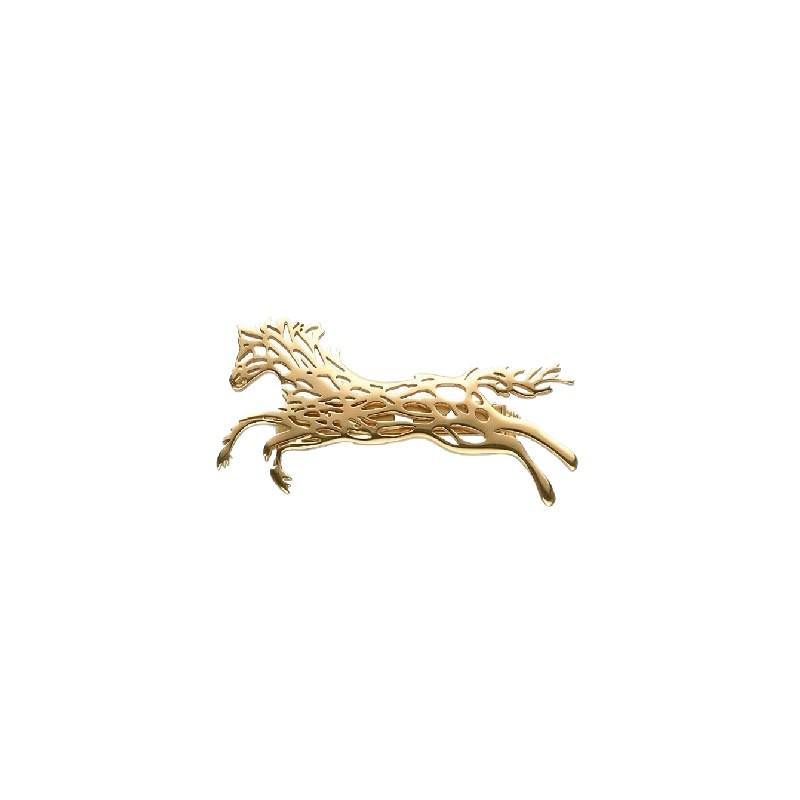 18K Gold-Plated Stainless Steel 3D Horse Brooch - Fashionable Versatile Accessory