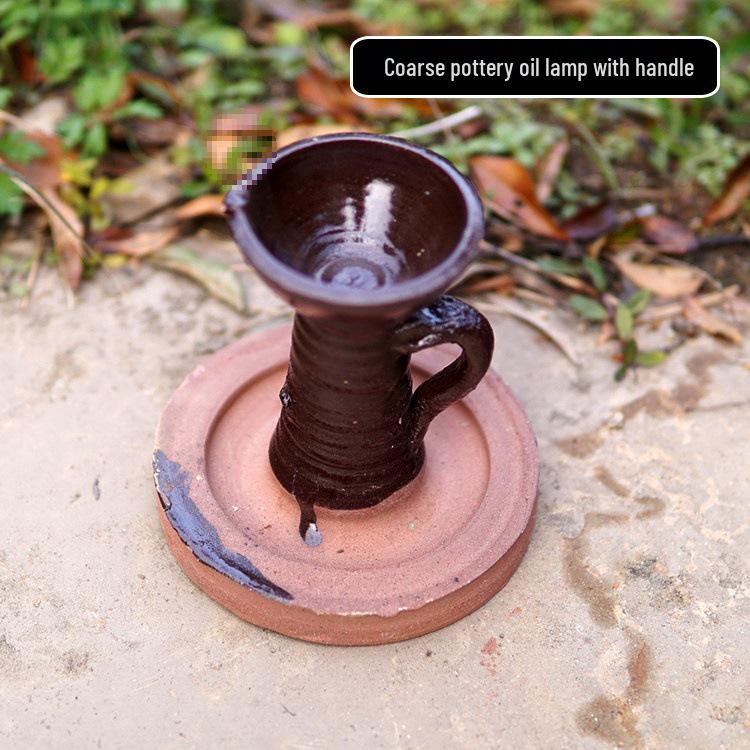 

Vintage Ceramic Oil Lamp - Nostalgic Kerosene Ghee Lantern, Perfect as Film Props or Traditional Gift for Buddha.