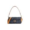 Georgie 27 Chambray Full Print Linen And Calfskin Bag Women Shoulder Bag Denim-Blue C4064-IMDEI