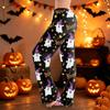 Women Drawstring Halloween Print Long Pants Casual Loose Fit Pajama Bottoms with Elastic Waistband for Home Lounge Sleepwear
