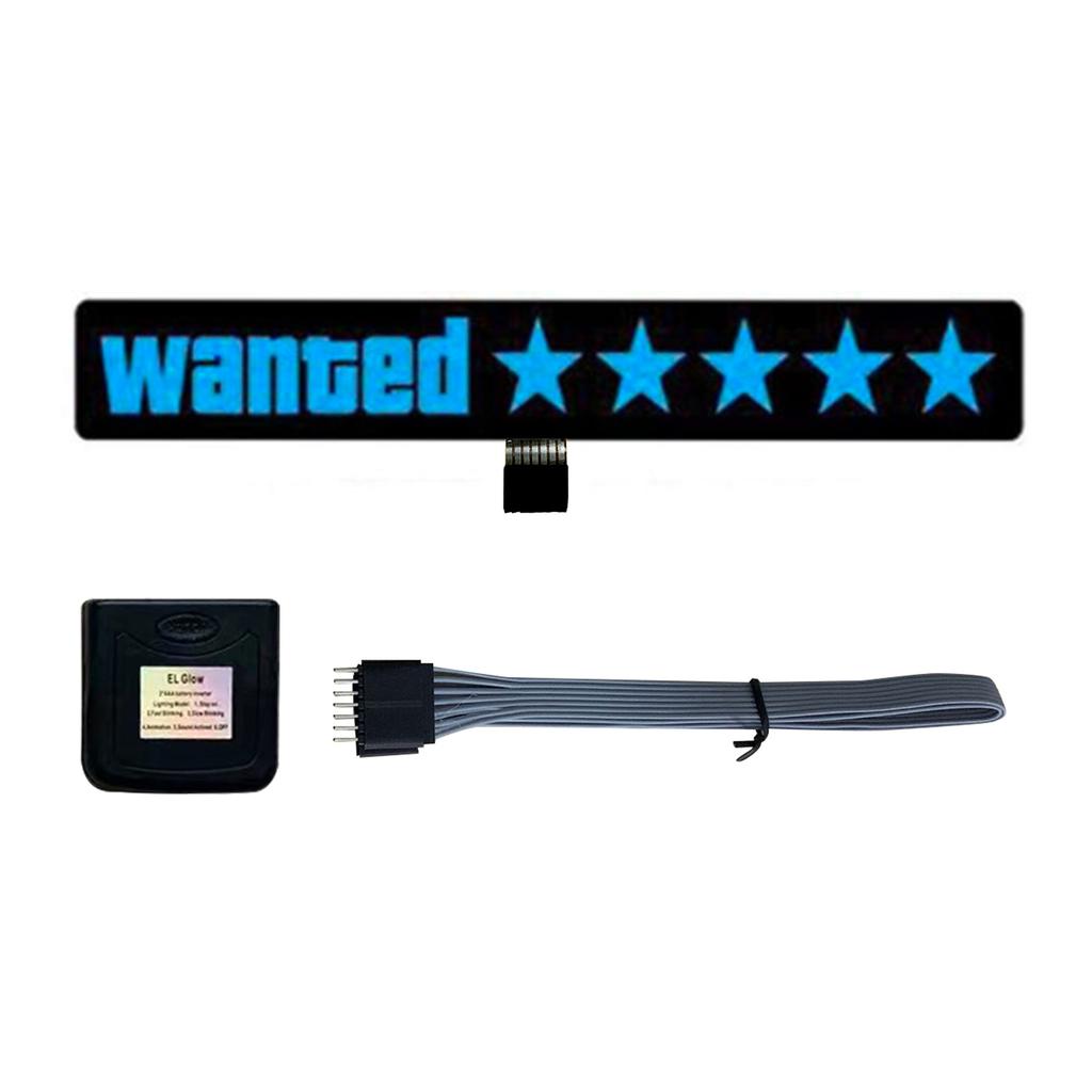 Wanted 5 Star Car Windshield Glow Panel Electric Marker Lamp Blue LED Decoration Light Sticker Flashing Lights