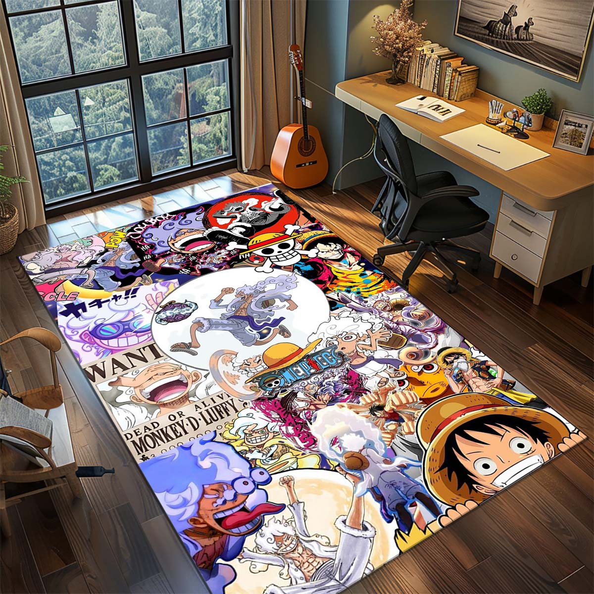 

One Piece Anime Rug Carpet Large Area Rug Non Slip Washable Floor Mat Gamer Room Bedroom Home Decor -QJY 60x90cm
