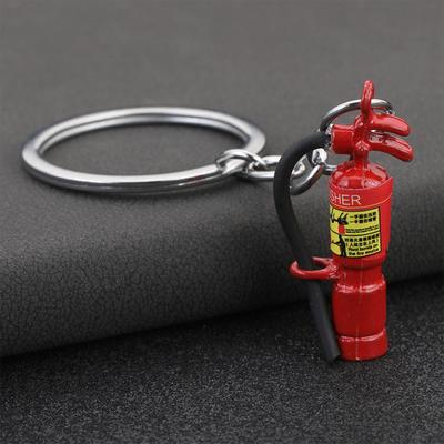 Creative Alloy Jewelry Keychain,  Fire Extinguisher, 3D Sticker, Funny Car Key Pendant