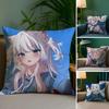 Anime Girl G-Gawr G-Gura Pillow Case Winter Plush Cushion Cover Double-Sided Print Sofa Pillowcase Home Decor Washable