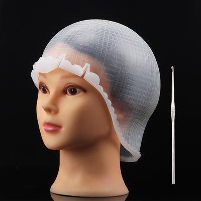 Silicone Hair Coloring Cap Hook Needle Professional Color Dye Highlighting Reusable Bonnet Frosting Tipping Dyeing Color Tools