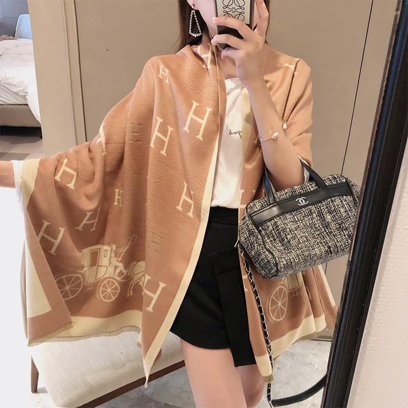 Autumn And Winter Popular Shawl Outside Women'S Scarf Office Blanket Cashmere Fringed Warm Scarf Live Stream