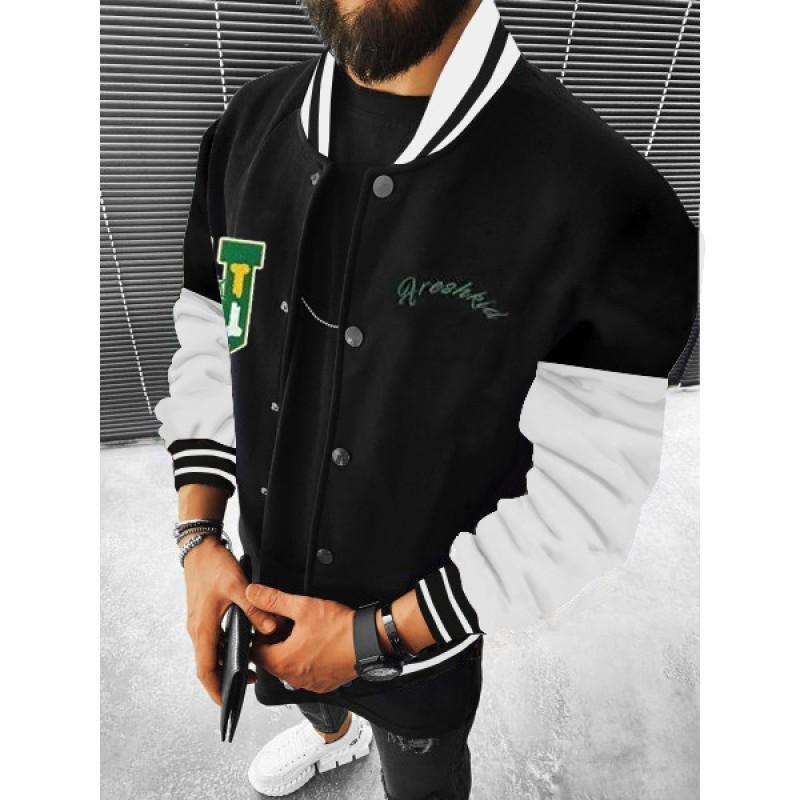 Mens Punk Style Color-Block Zipper Pocket Baseball Jacket Casual Outerwear