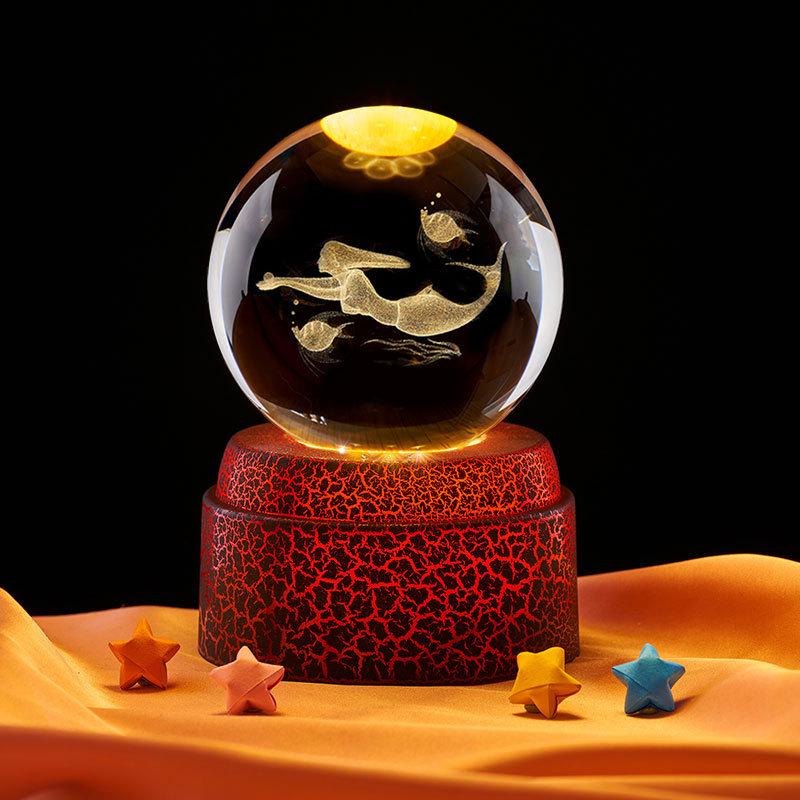 Mermaid Crystal Ball Music Box Night Light - Unique Gift for Birthdays & Holidays