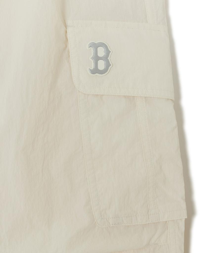 Emelbi Women'S Gorpcore Glossy High-Waisted Cargo Wide Flare Pants Bos (Cream)