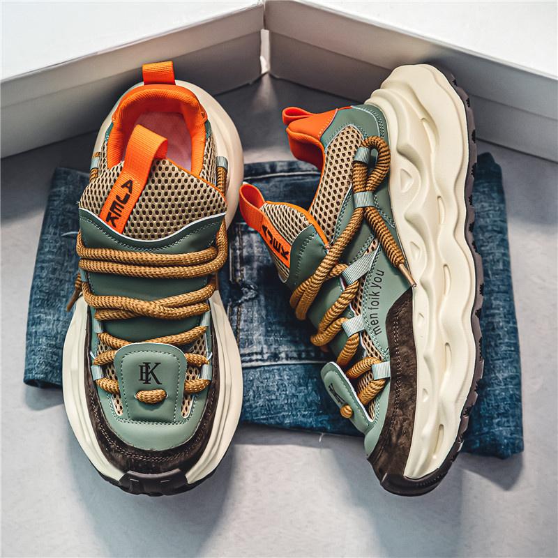 2024 Streetwear Mens Platform Sneakers Fashion Green Casual Sport Shoes Men Mesh Breathable Designer Trainer Men Chunky Sneakers