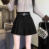2024 Women's High-Waist Khaki Woolen Pleated A-line Shorts for Autumn/Winter