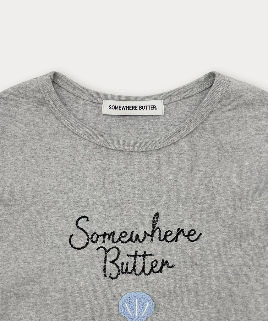 Sseomweeobeoteo Boucle Shell Logo Top - Gray