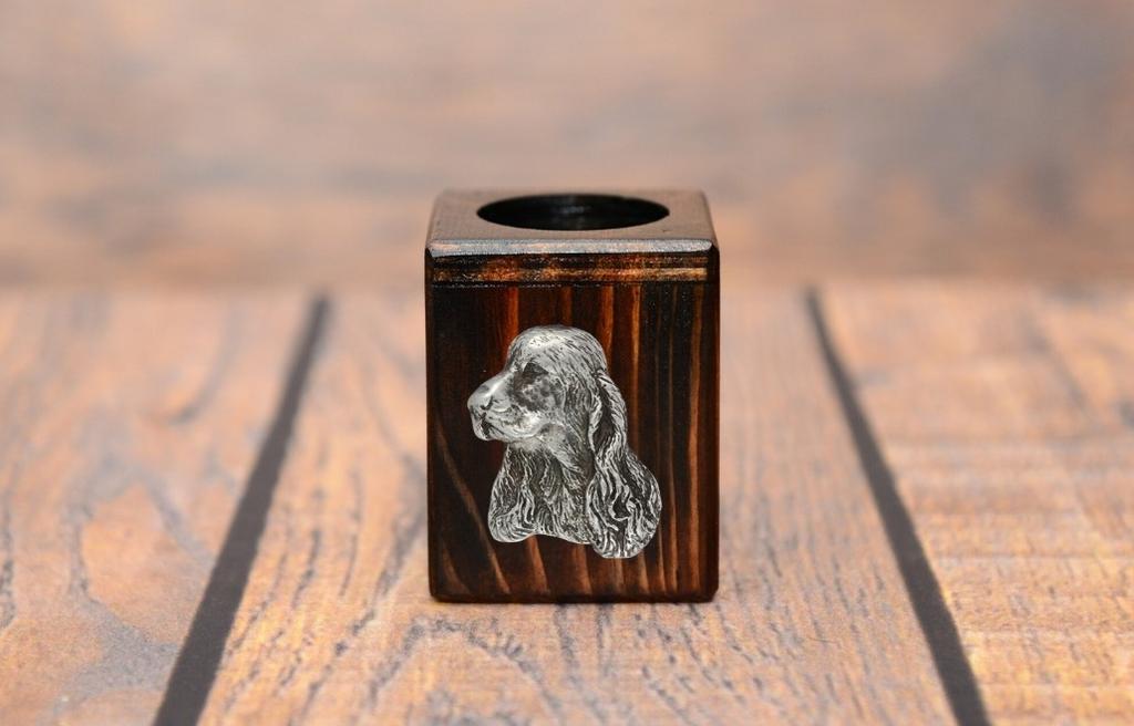 English Cocker Spaniel - Wooden Candle Holder with a Dog, a Unique Souvenir After Losing a Dog, a Handicraft from the Art-Dog Brand