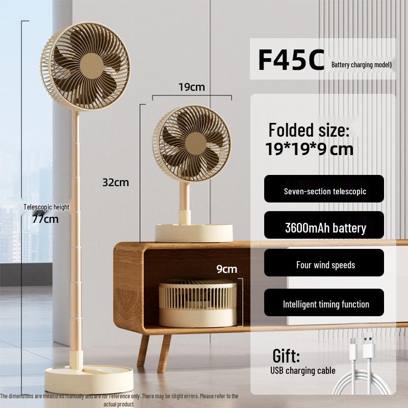 8  Foldable Oscillating Desk & Floor Fan with USB Charging