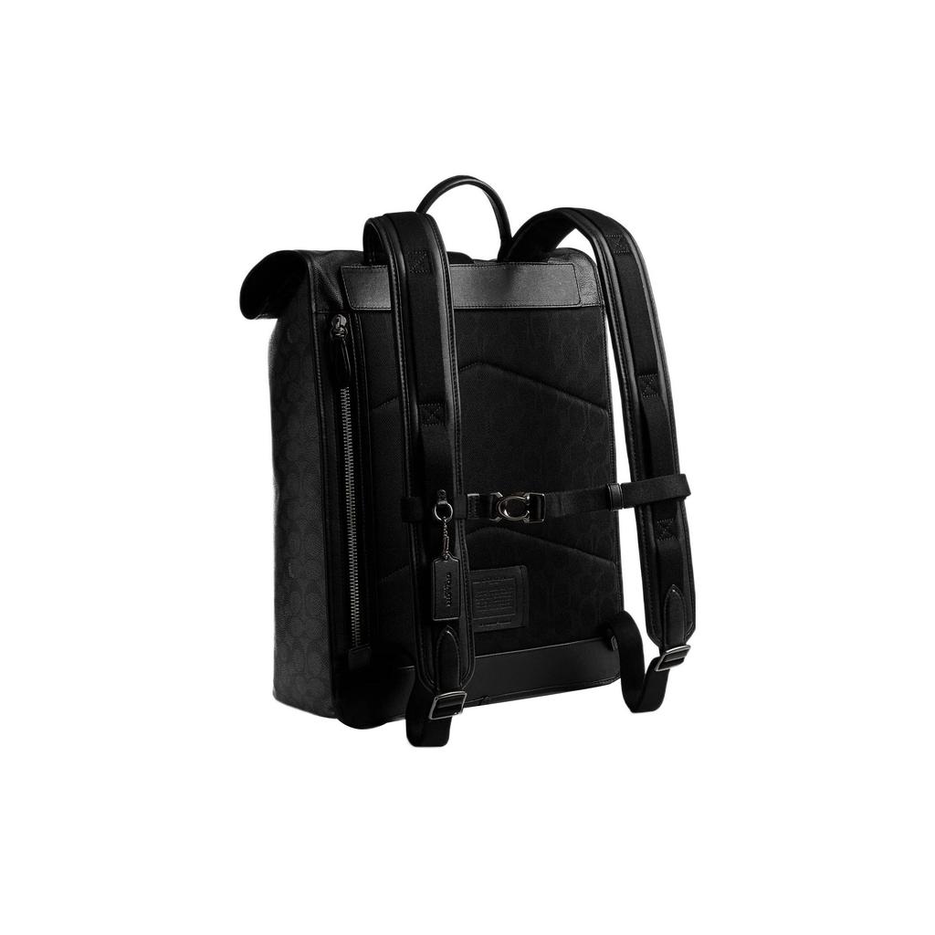 New COACH Beck Coated Canvas With Refined Calfskin Backpack Large Men's Black CL252-CHR