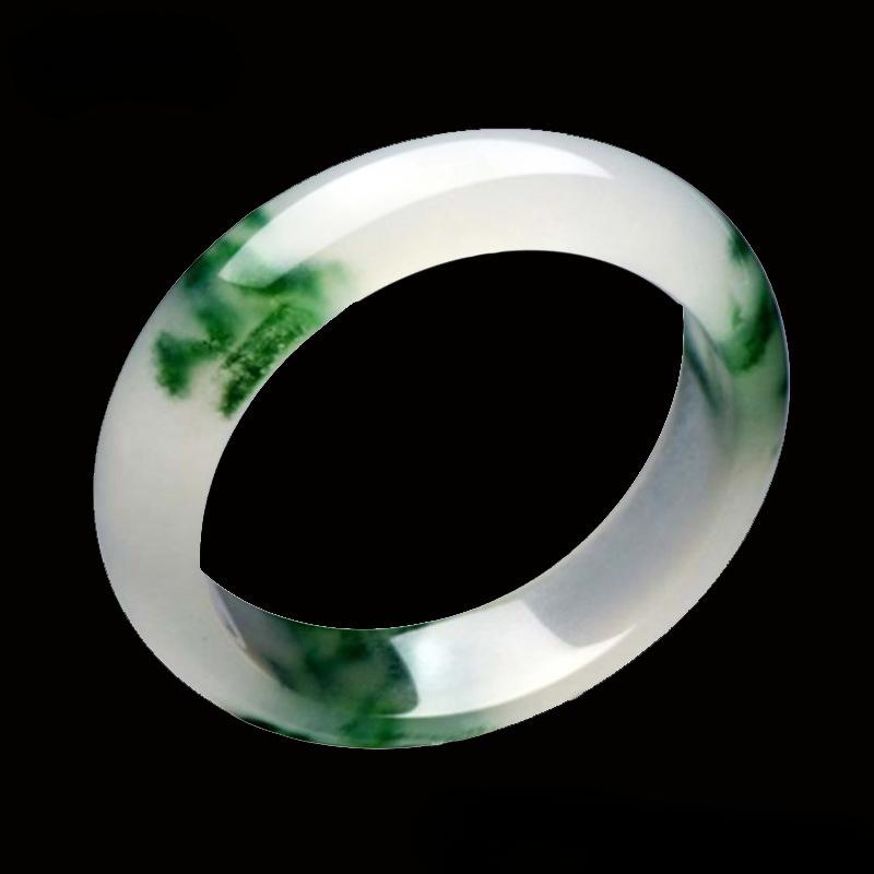 Natural Quartz Jade Green Floating Flower Jade Bracelet Fashionable Charm Emerald Bangle Jade Bracelet Women's Gift