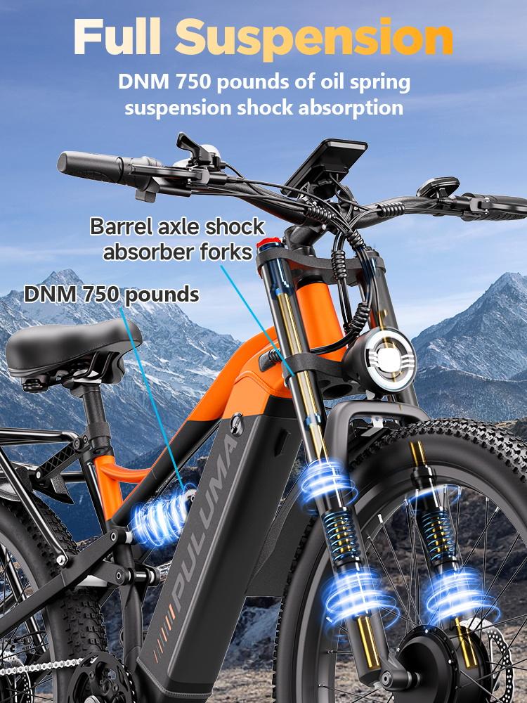 PULUMA PE86 Electric Bicycle 26*3.0 Fat Tire 48V20AH Battery 2000W Motor 50KM/H Torque Sensor Electric Bike Throttle Ebike VTT