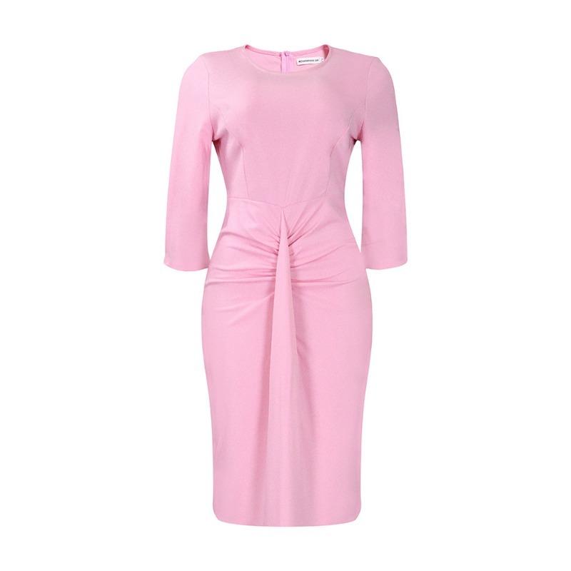 Women Elegant Office Commuting Half Sleeve High Waist Bodycon Large Size Midi Dress