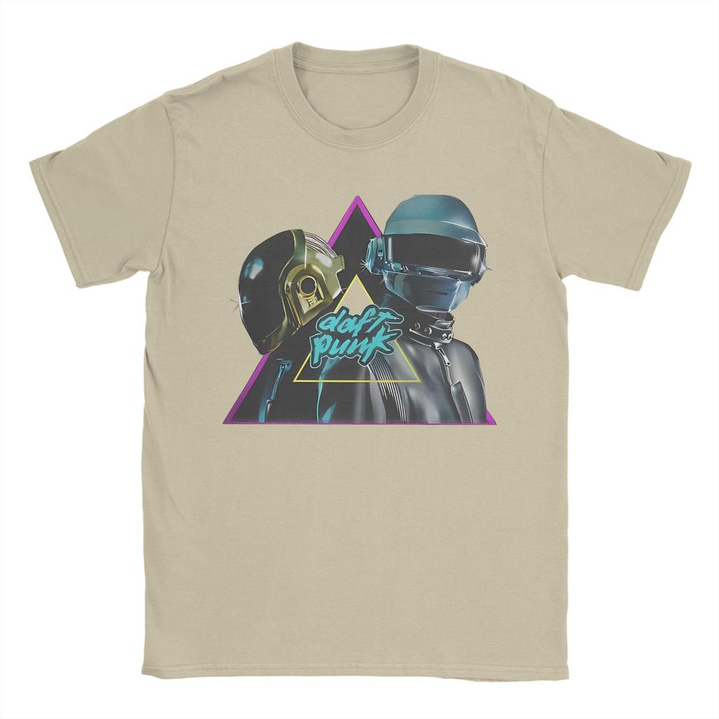 Mens TShirt Daft Punk Electronic Band Leisure 100 Cotton Tees Short Sleeve T Shirts Crewneck Tops Plus Size