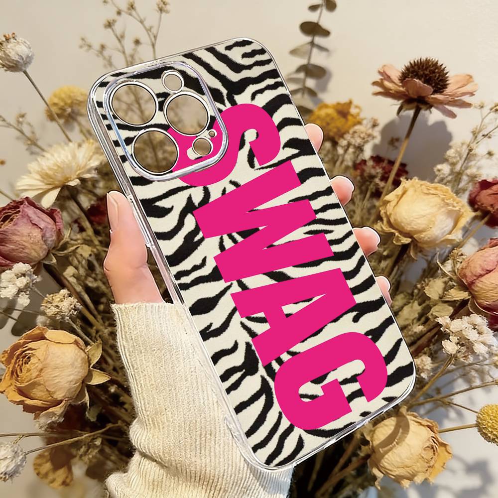 Luxury Y2K Style SWAG Phone Case Transparent Silicone Soft For iPhone 17 16 15 14 13 12 11 Mini Pro Max Plus