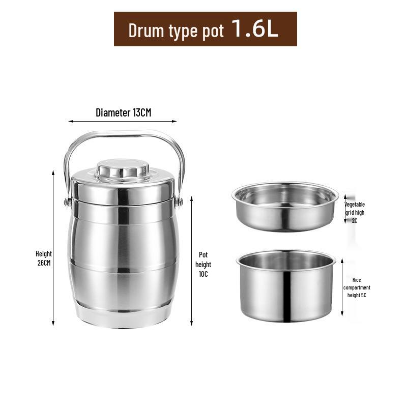 

Великий багатошаровий ланч-бокс з нержавіючої сталі з вакуумною ізоляцією, з кришкою та ручкою Thermal Pot 4h