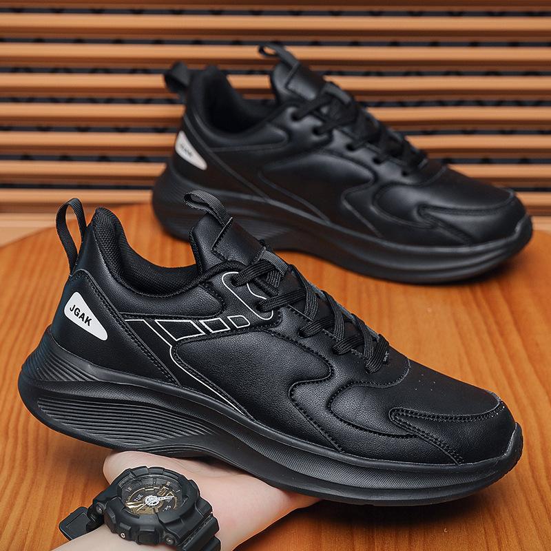 Large size men's shoes new leather surface light wear-resistant sports shoes extra large size breathable soft sole running shoes