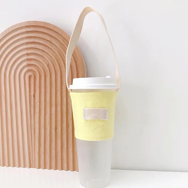 Beverage Cup Tote Bag Mug Sleeve Wrap Colorful Canvas Easy-take Cup Set Beverage Cup Bag Durable Handmade Canvas Cup Bag Home