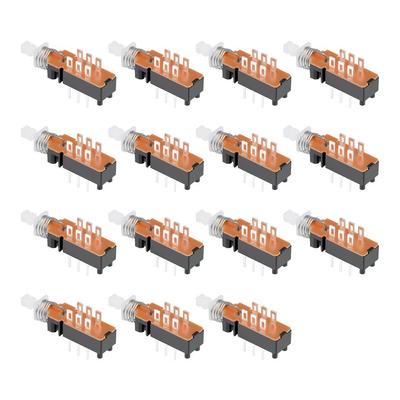 Push Button Switch DPDT 6 Pin 1 Position Self-Locking Black 15pcs