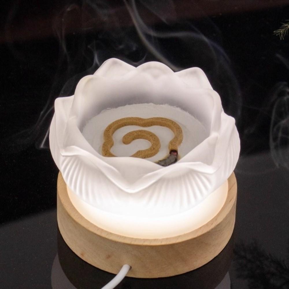 Zen Chinese Style Lotus Incense Burner Crystal Glass Lotus Censer Holder For Household Aroma