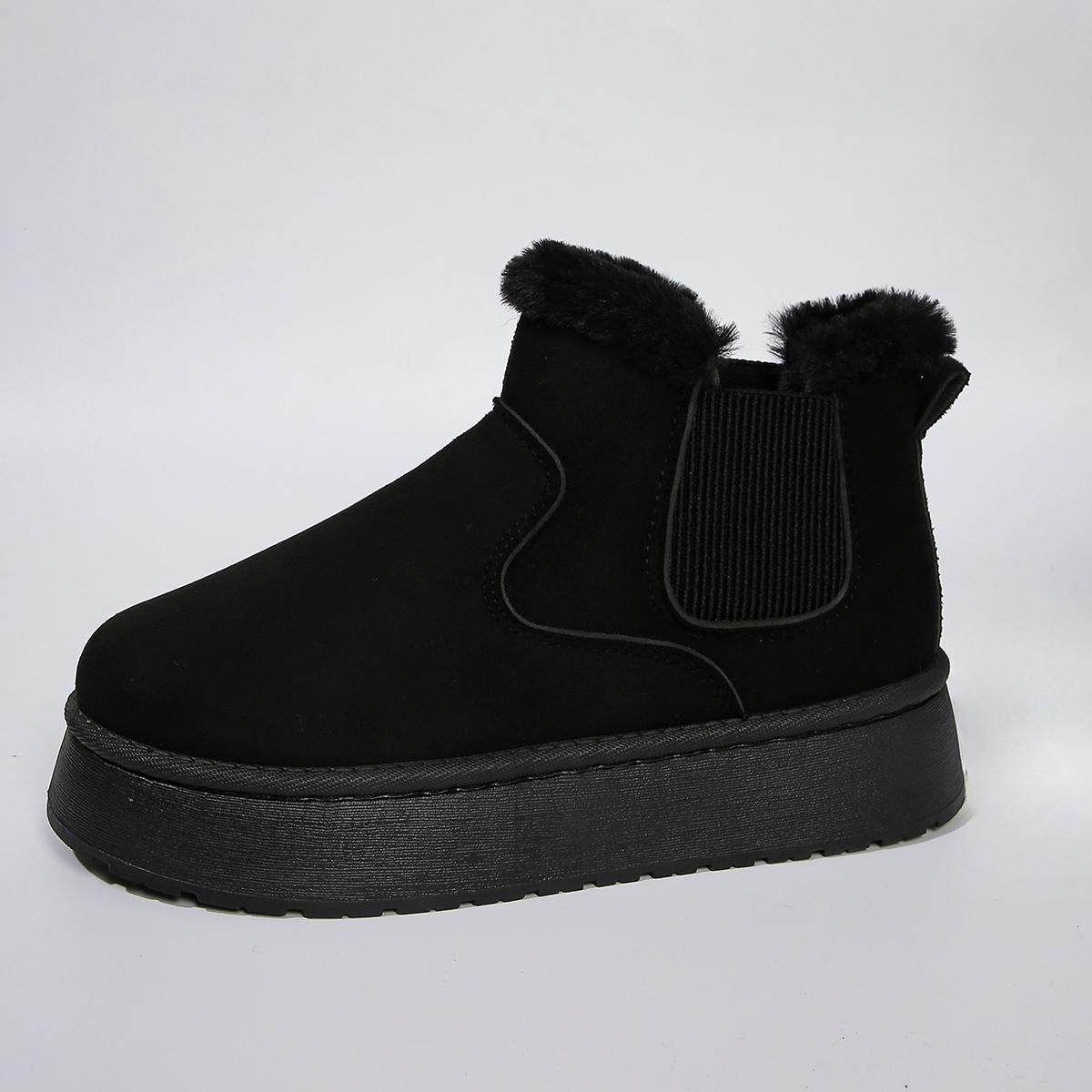 

Модные зимние ботинки женские новые резиновые ботинки на толстой подошве для улицы повышенного комфорта теплая обувь для ходьбы из хлопка модные зимние ботинки 41 чёрный