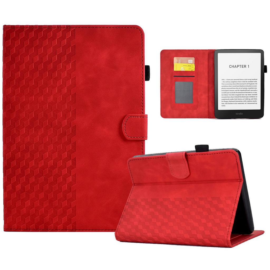 For Amazon Kindle Paperwhite (2024) Case Card Slots Leather Cover Block Pattern