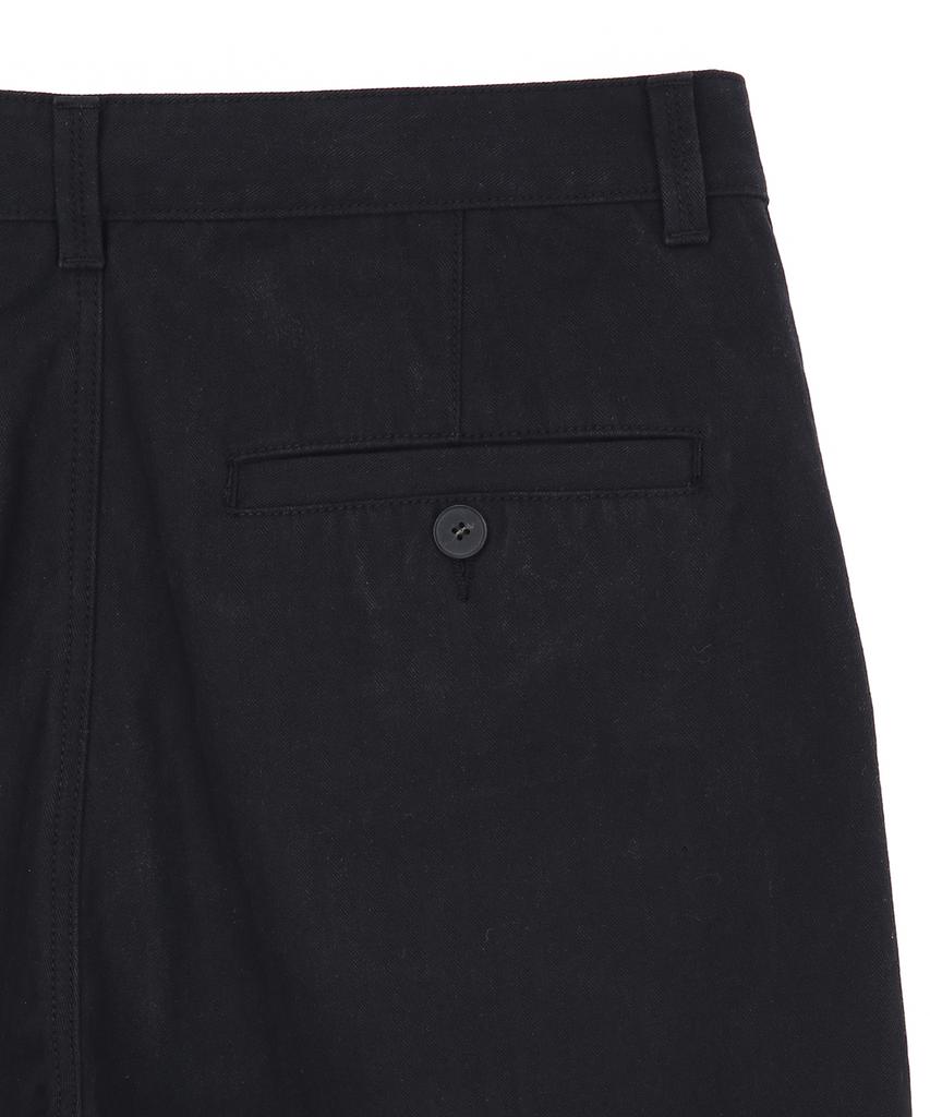 IL CORSO Herringbone Two-Tuck Wide Chino Pants Black