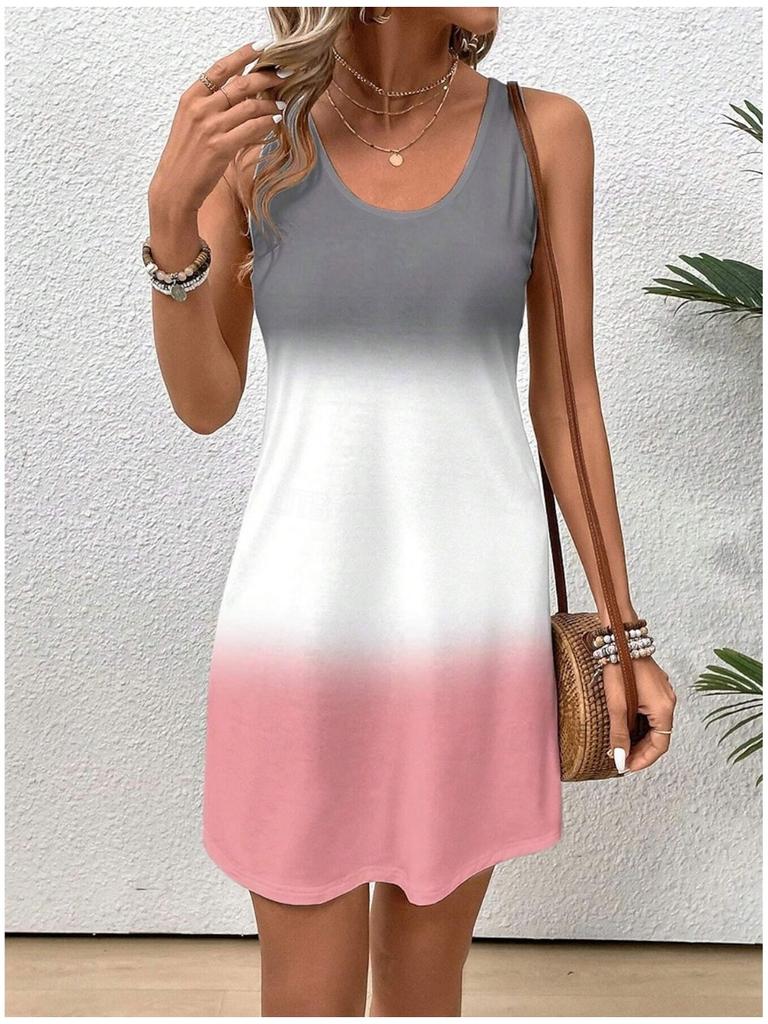 Women's Sleeveless U-Neck Dress Casual Loose 3D Printed Elegant A-Line Dress For Summer Daily Wear