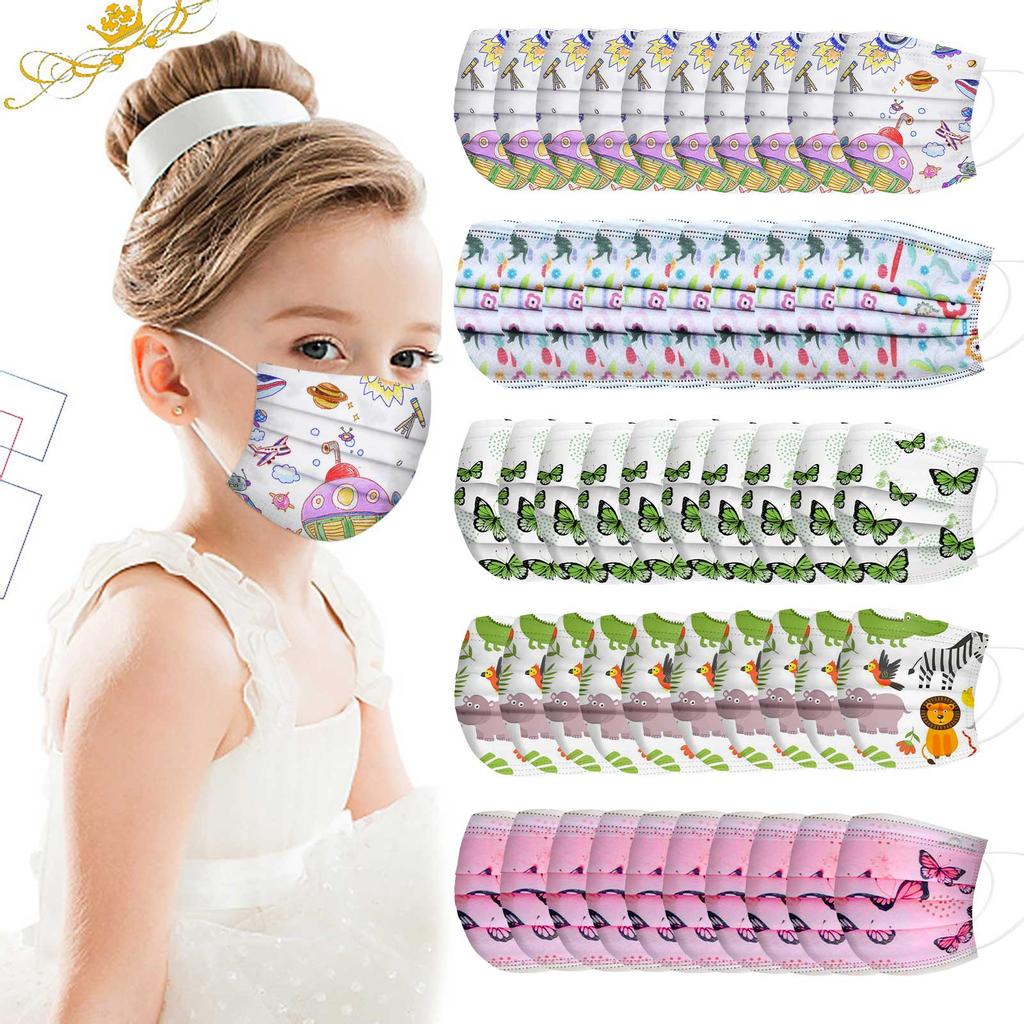 Children's Cartoon 5 Mixed Disposable Three-Layer Protective Cover 50pcs