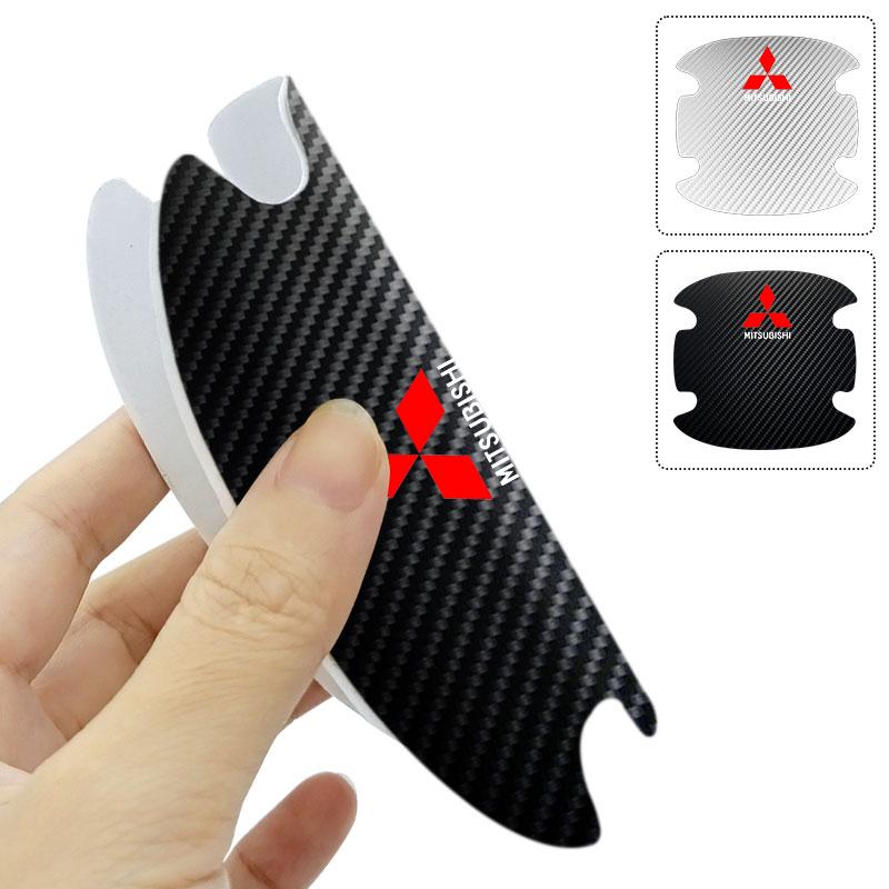 4PCS Car Door Handle Protection Sticker Emblem Car Styling For Mitsubishi Asx Lancer Outlander Pajero Ralliart Accessories