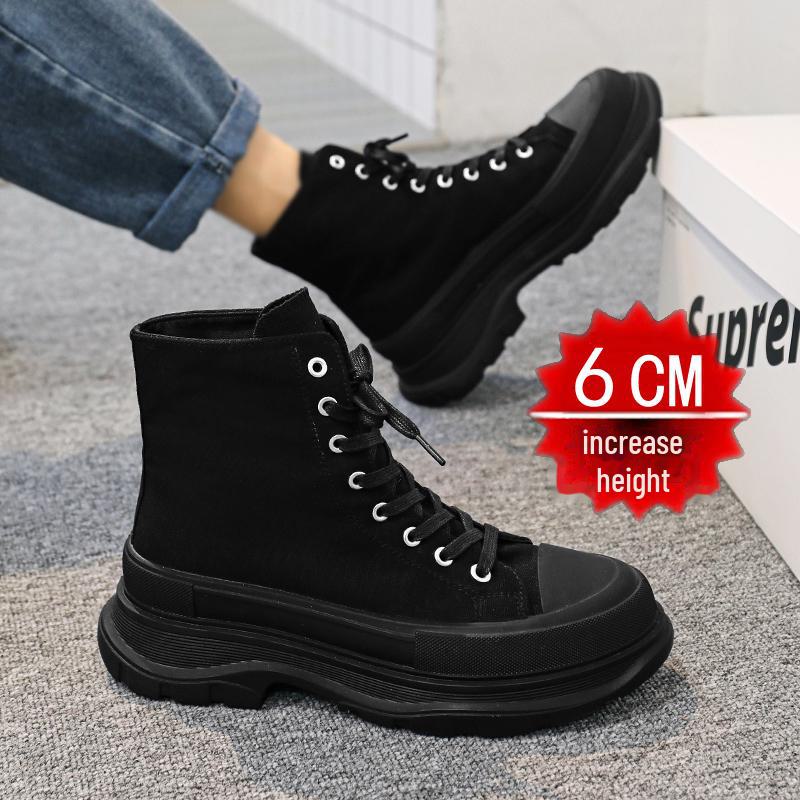 Unsichtbare, höhenverstärkende Herren-Sneaker: 12 cm High-Top, 10 cm lässiges Canvas, trendige Schuhe mit dicker Sohle, COS.