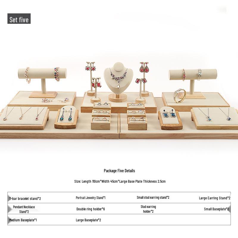 Digu Solid Wood Jewelry Display Stand for Rings, Necklaces, Earrings, and Pendants
