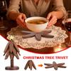 Tree Coaster Heat Resistant Foldable Tree Shaped Wood Coaster Christmas Tree Hot Pad Protection For Home Restaurant Pans Bowl