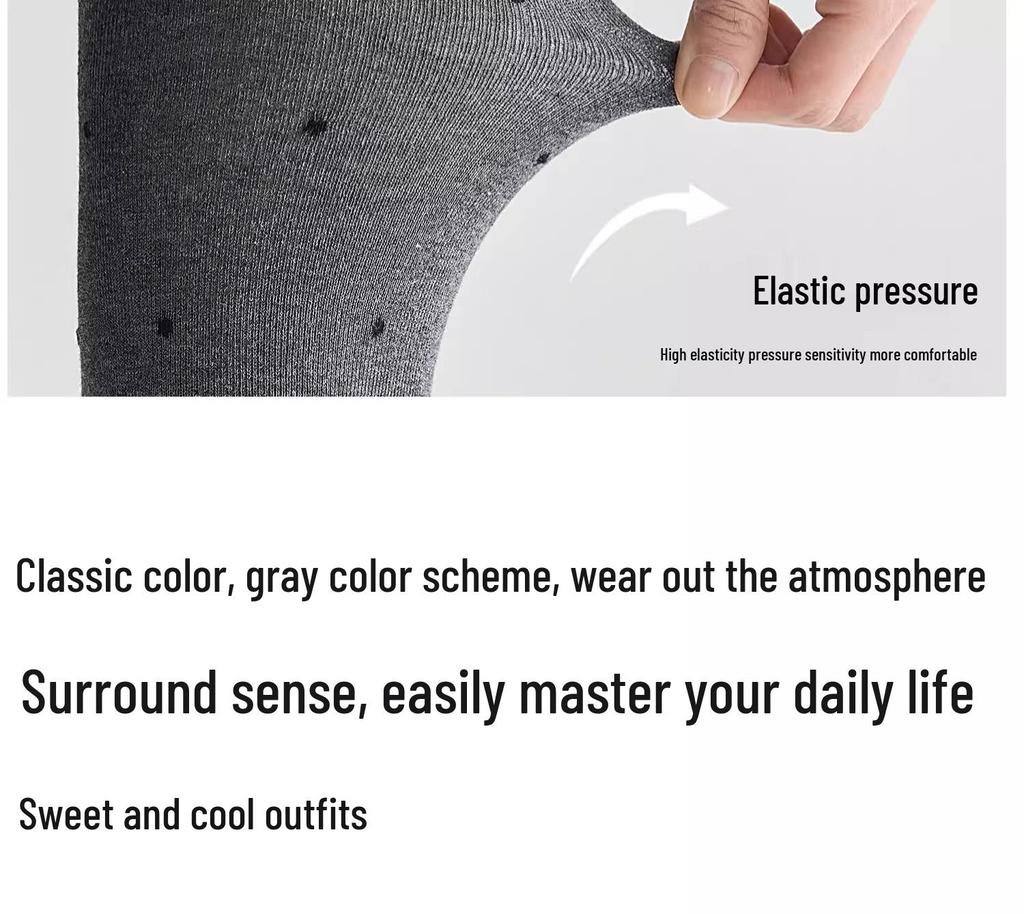 Women's Gray Polka Dot Fleece-Lined Leggings - Autumn/Winter Slimming Vertical Stripe Thickened Pantyhose