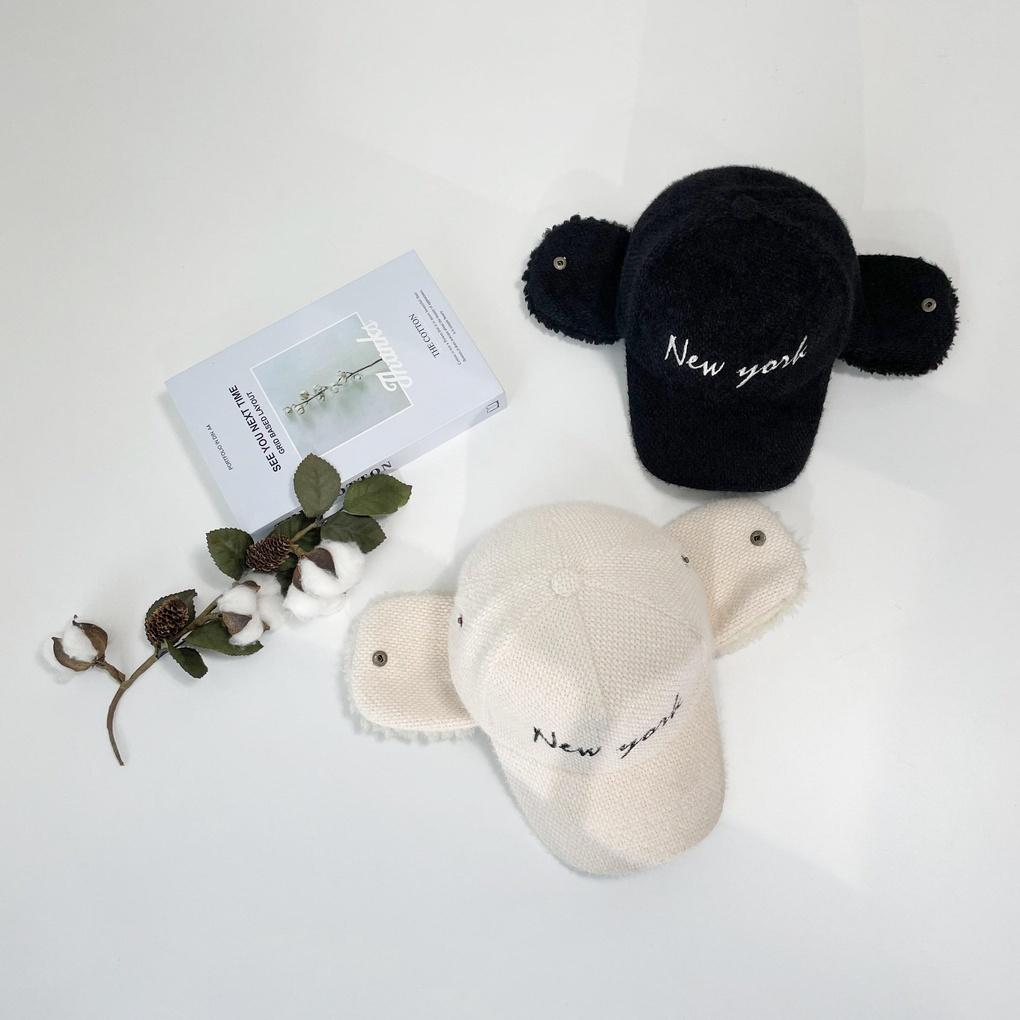 Unisex Basic Daily New York Wool Earflap Ball Cap