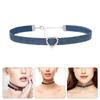 Modische Choker-Halskette aus Denim-Stoff für Damen, verstellbare Schlüsselbeinkette, Strass-Anhänger, Halsketten-Accessoire