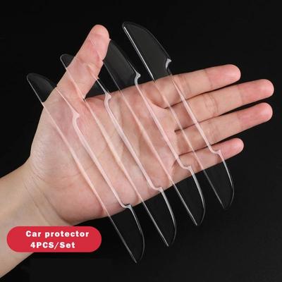 4PCS Car Door Transparent Anti-collision Protector Bar Sticker Side Edge Protection Car Rear-view Mirror Decorative Rubber