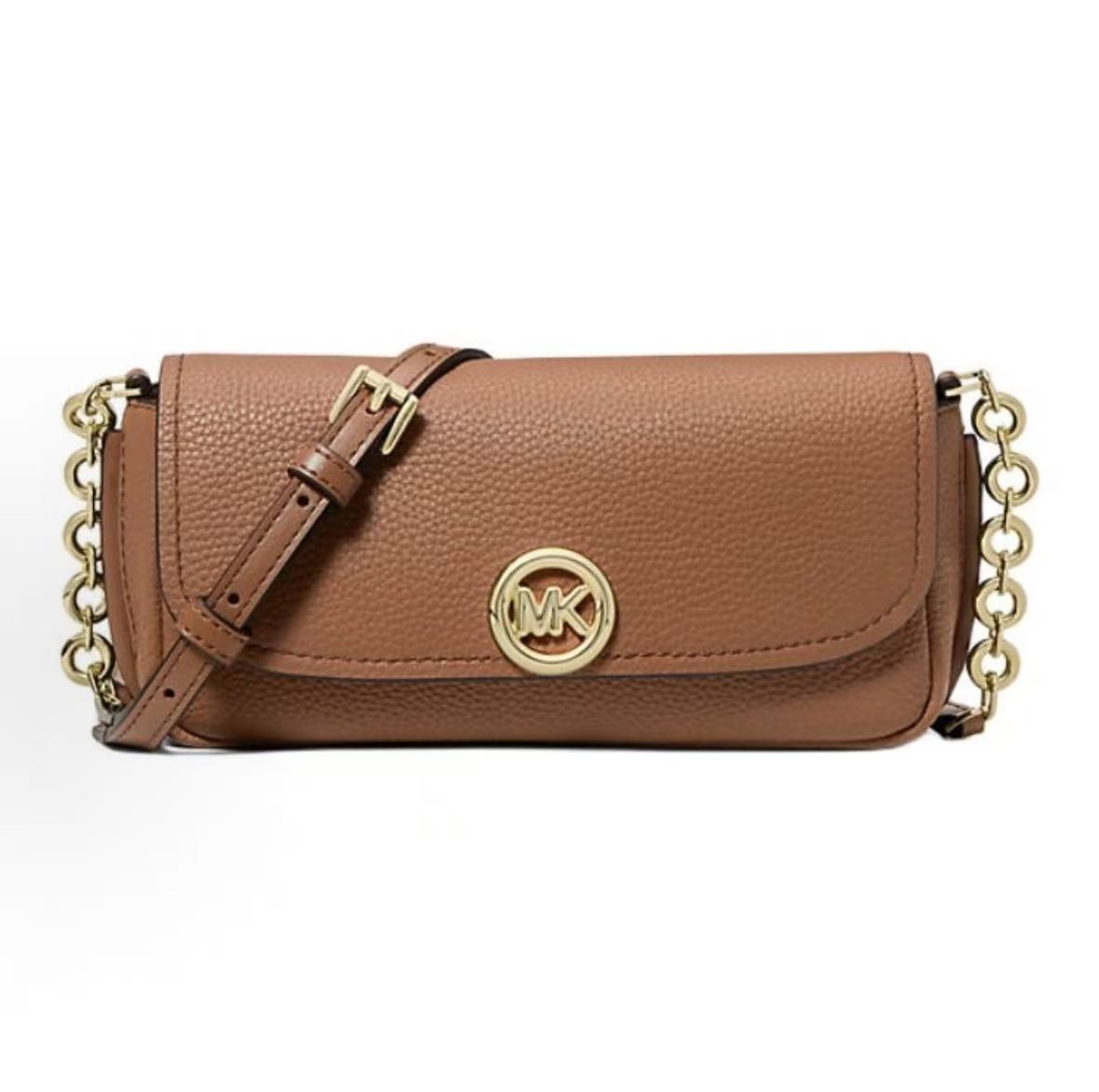 Michael Kors Nolita Gold Hardware Letter Engraved Leather Shoulder Crossbody Bag Small Women Bags Brown 32S6GY5C5L-CUOIO Box(Basic Set+Box)