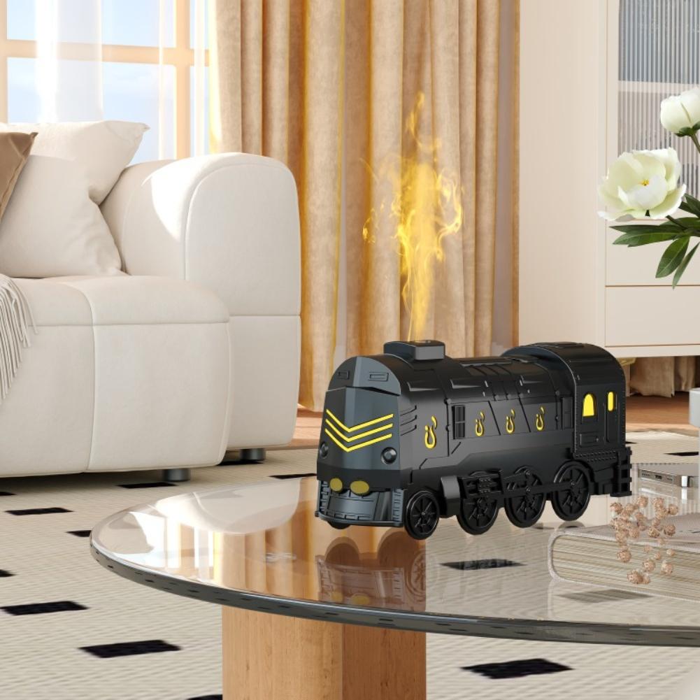 For Bedroom For Office Black Steam Train Diffuser Colorful Light Humidifier For Relaxation USB Aroma Humidifier