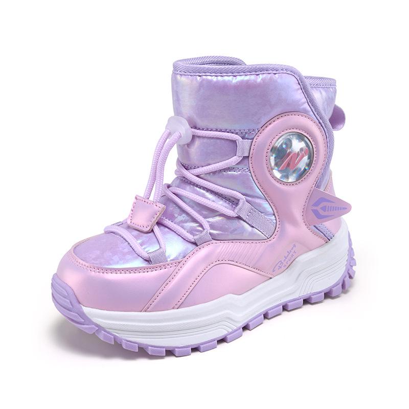 2024 Winter Kids' Snow Boots: Fleece-Lined, Non-Slip, Wear-Resistant, Warm Cotton for Boys & Girls