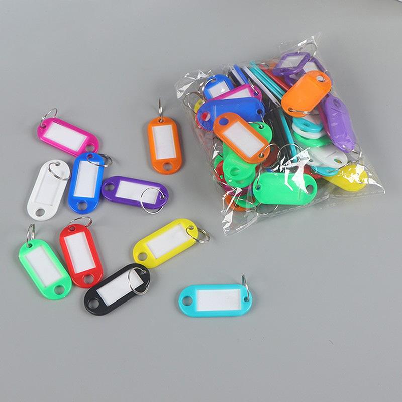 50Pcs Random Color Key Tags Id Label Name Tags Plastic Prevent Missing Key Identifiers Luggage Bag Accessories