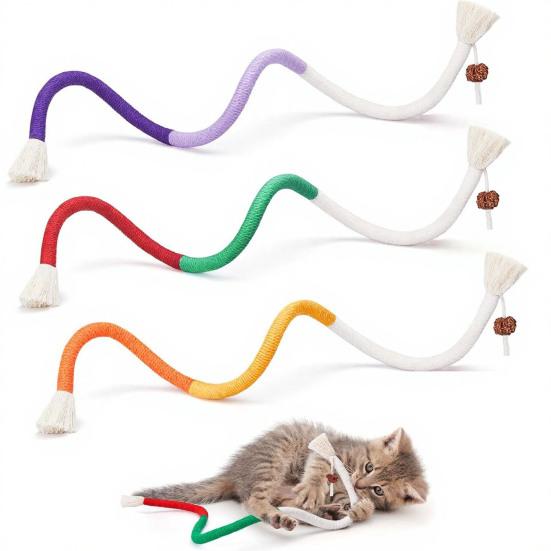 Cat Chew Rope Toy Cotton Rope Chew Toy Safe Tooth Cleaner Kitten Nip Toy