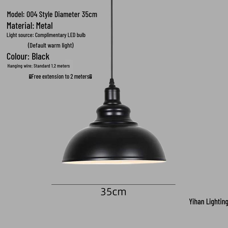 Modern Nordic Single-Head Pendant Light for Hotels, Bars, and Restaurants - Industrial Retro Style Lampshade.