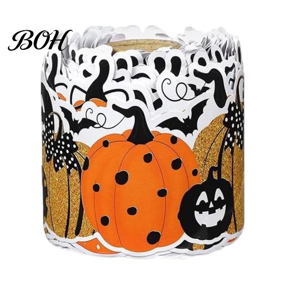 Reusable Festival Accessories Halloween Stickers with Pumpkin And Bat Prints, Durable Coated Celebration Accents Paper Decals, Stylish Frame