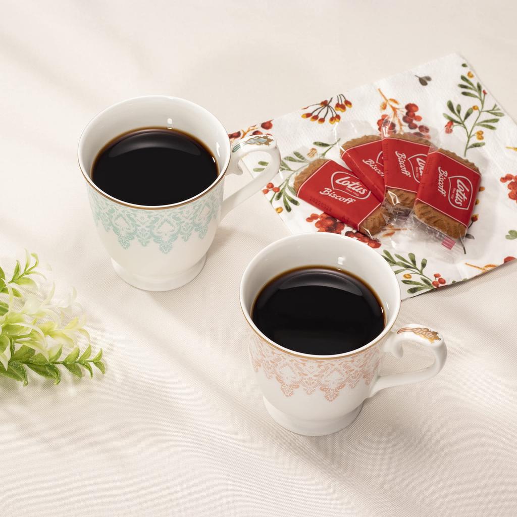 NARUMI Pair of Aurora Lace Blue and Cute and Microwave Gift Mugs, Design, 290cc, Pattern, Pink, Stylish, Gift, Safe, Boxed, 97104-21475